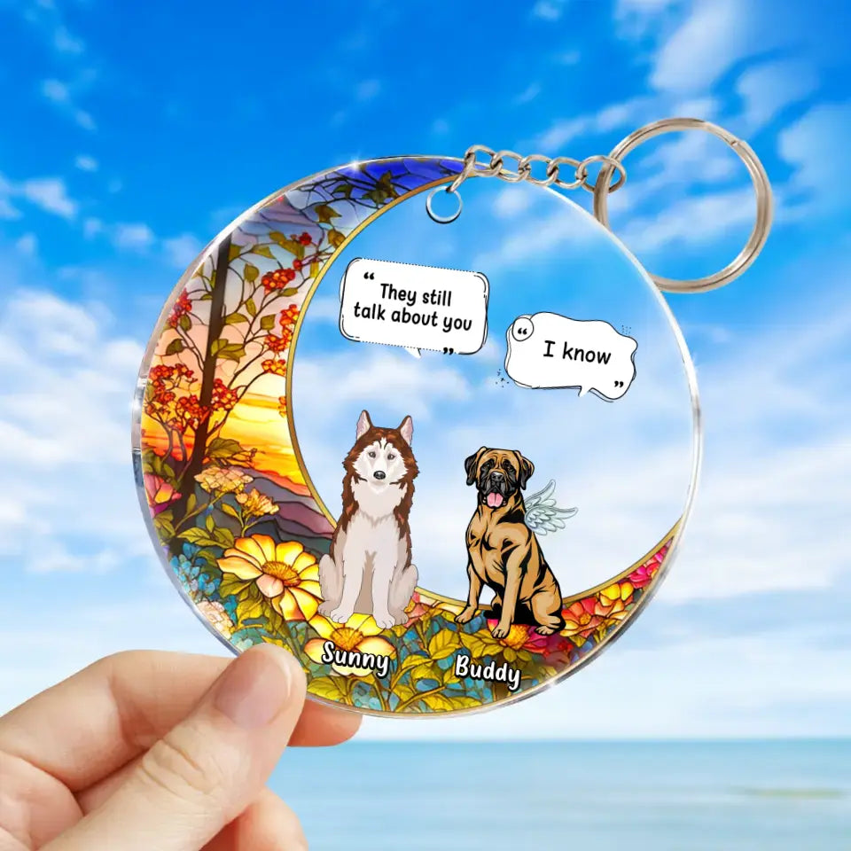 Personalized Memorial Dog Acrylic Keychain - Up To 4 Dogs - Memorial Gift Idea For Dog Owners