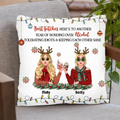 Personalized Christmas Friends Pillow Cover - Christmas Gift Idea For Friends/Sisters/Besties - Up to 5 Girls - Best Bitches Here's To Another Year Of Bonding Over Alcohol