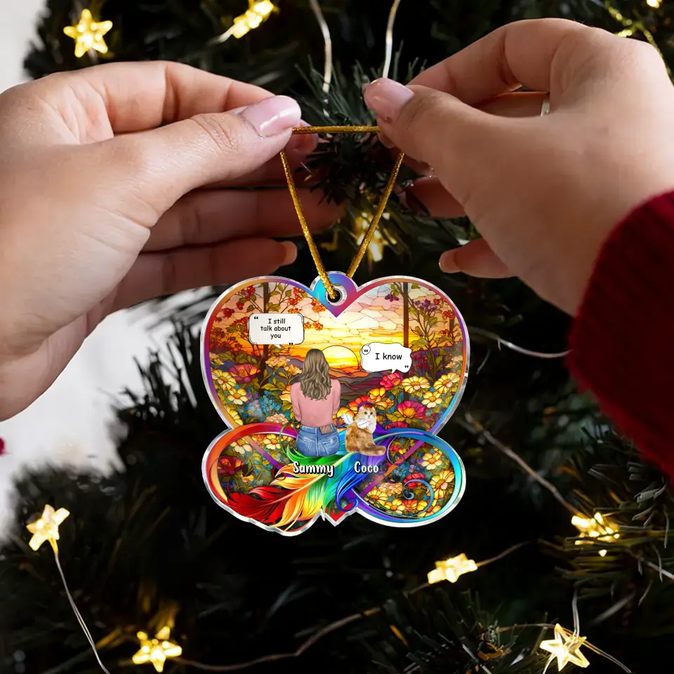 Personalized Memorial Cat Infinity Acrylic Ornament - Up to 3 Pets - Memorial Gift Idea For Dog/Cat/Rabbit Lovers - I Still Talk About You