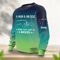 Personalized Dog Dad Blue and Green Ombre Sweater - Up to 3 Dogs - Christmas Gift for Dog Lovers - A Man & His Dog A Bond That Can't Be Broken