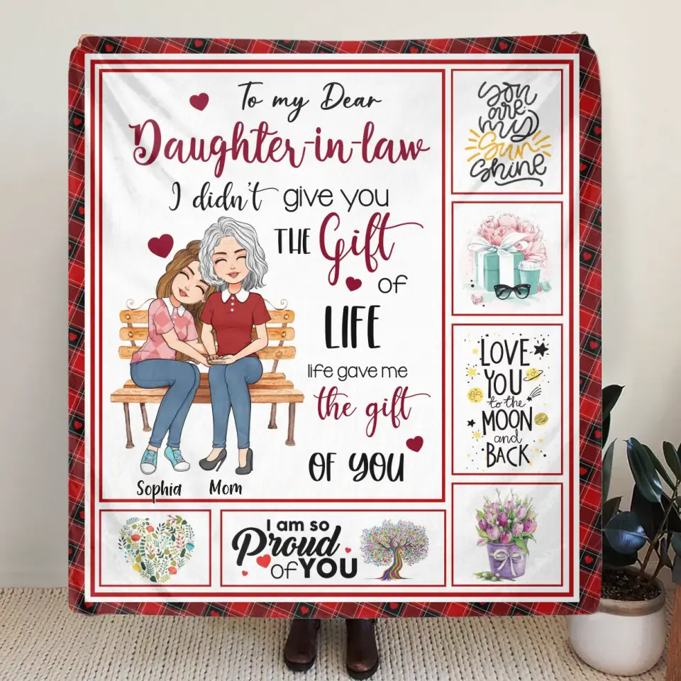 Personalized Mom & Daughter Quilt/Fleece Throw Blanket- Best Gift Idea For Daughter - To My Dear Daughter-In-Laws