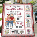 Personalized Mom & Daughter Quilt/Fleece Throw Blanket- Best Gift Idea For Daughter - To My Dear Daughter-In-Laws