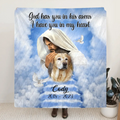 Personalized Memorial Pet Fleece Throw Blanket & Quilt - Upload Photo - Memorial Gift Idea For Pet Owners - God Has You In His Arms I Have You In My Heart