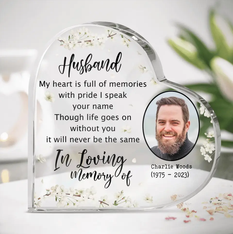Personalized Widow Crystal Heart - Memorial Gift Idea - My Heart Is Full Of Memories