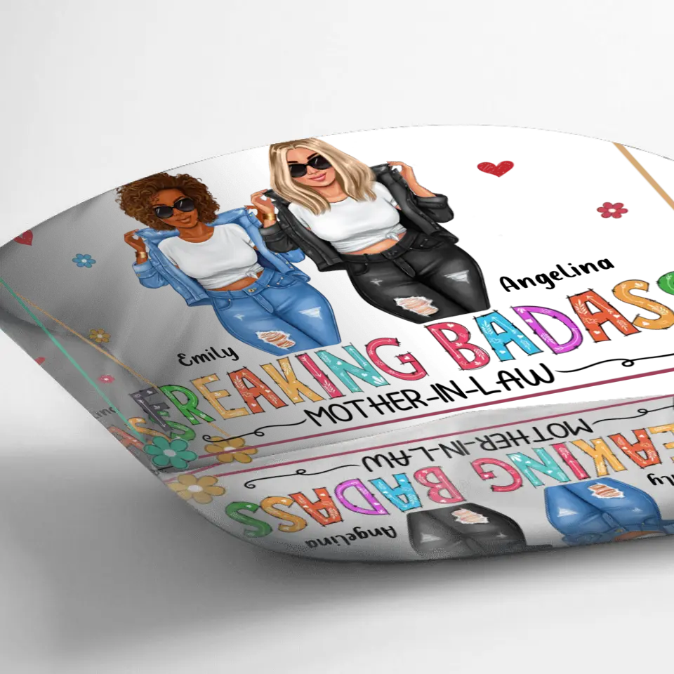 Personalized Daughter-In-Law Pillow Cover - Gift Idea For Daughter/Mom - I'm The Proud Smartass Daughter-In-Law Of A Freaking Badass Mother-In-Law