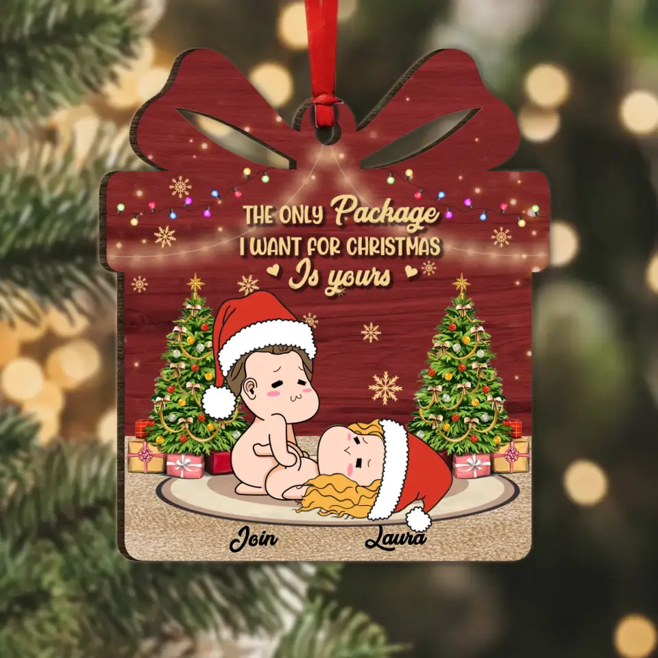 Personalized Custom Wooden Ornament - Gift Idea For Christmas/Couple/Her/Him - The Only Package I Want For Christmas Is Yours