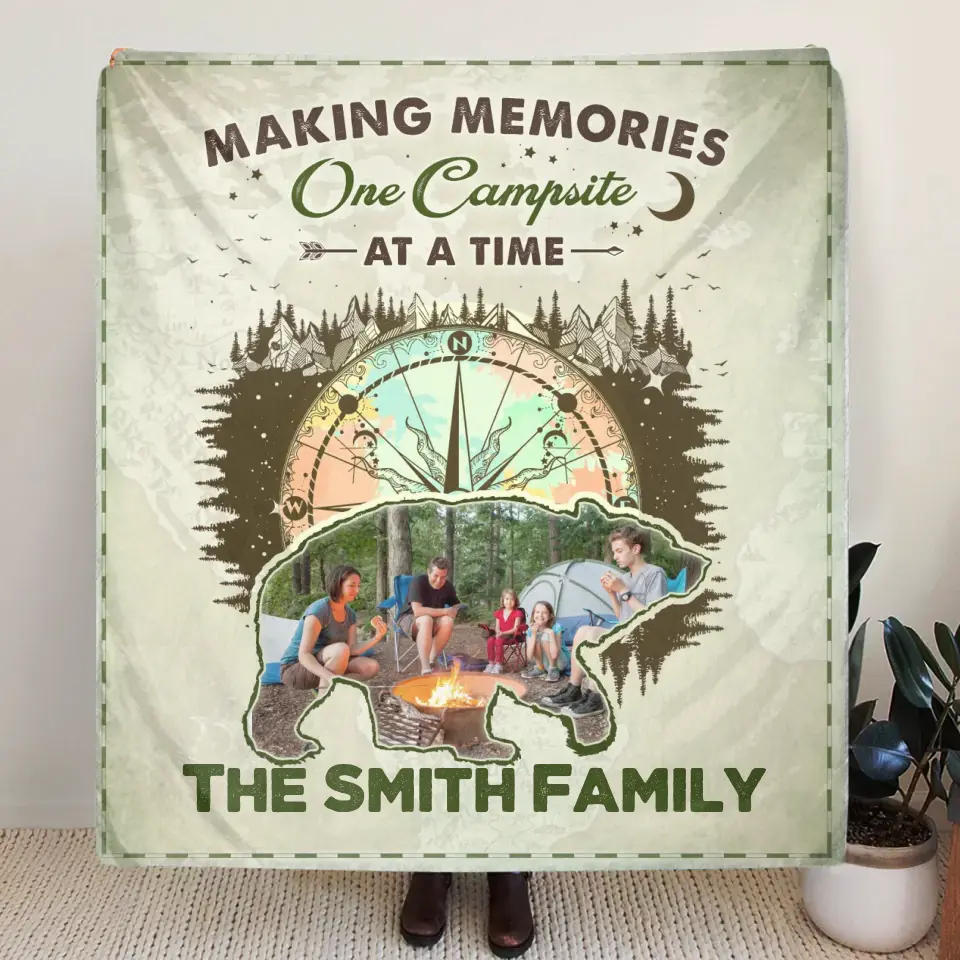 Personalized Camping Upload Photo Fleece Throw Blanket & Quilt - Gift Idea For Camping Lovers - Making Memories One Campsite At A Time
