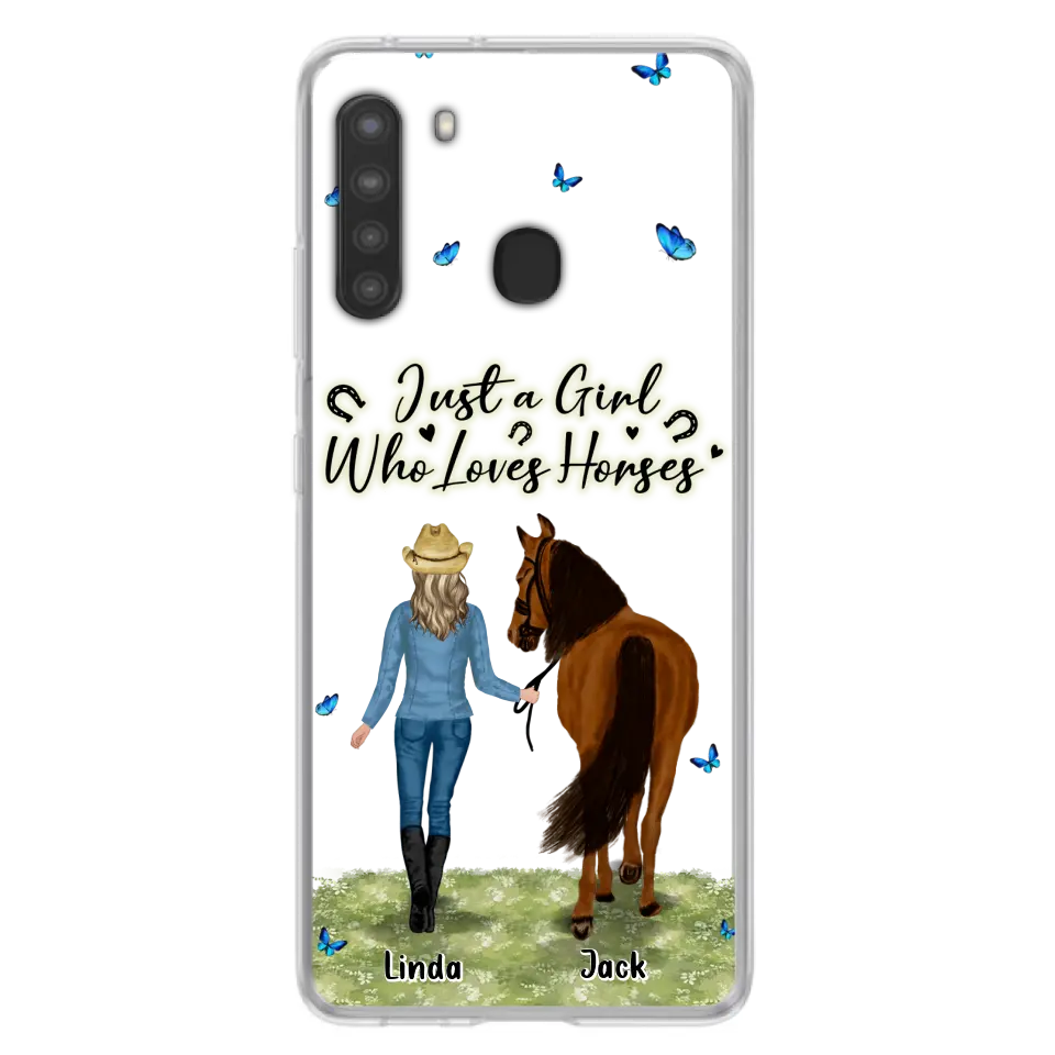 Personalized Horse Girl Phone Case - Up to 6 Horses - Gift Idea for Horse Lovers - Just A Girl Who Loves Horses - Case for iPhone/Samsung