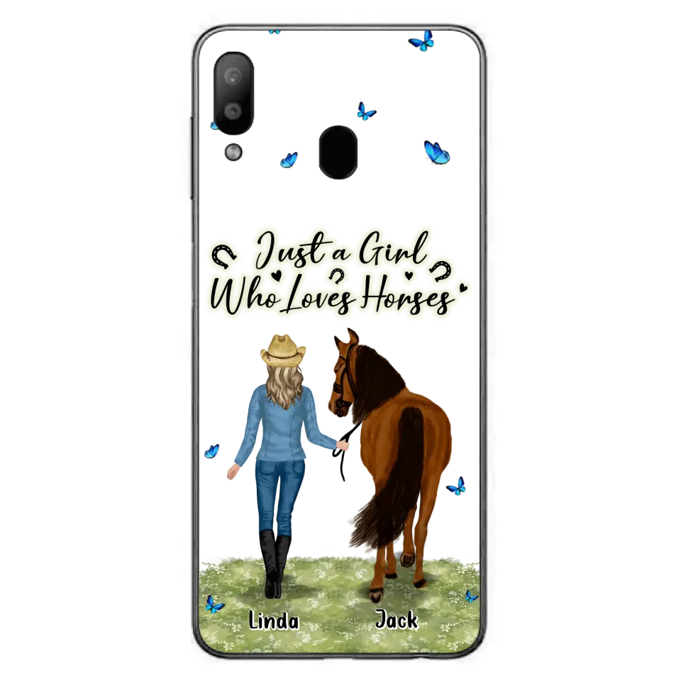 Personalized Horse Girl Phone Case - Up to 6 Horses - Gift Idea for Horse Lovers - Just A Girl Who Loves Horses - Case for iPhone/Samsung