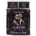 Custom Personalized Skull Couple Quilt Bed Sets - Memorial Gift Idea For Him/Her - You & Me We Got This