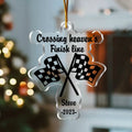 Personalized Racing Memorial Acrylic Ornament - Memorial Gift Idea For Christmas/Family Member - Crossing Heaven's Finish Line