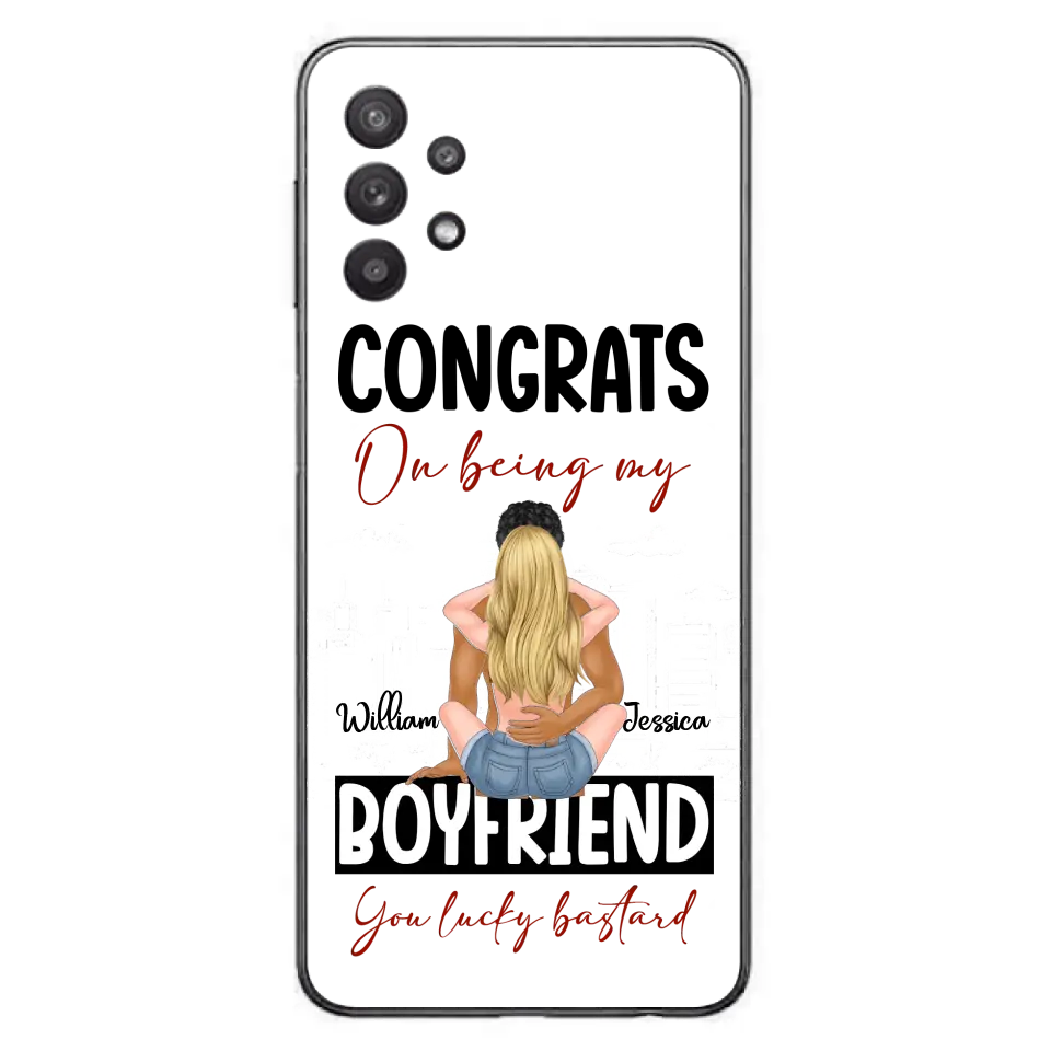Personalized Couple Phone Case - Gift Idea For Couple/Valentines Day - Congrats On Being My Boyfriend You Lucky Bastard - Case For iPhone/Samsung
