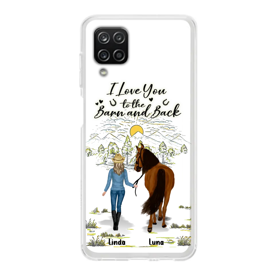 Personalized Horse Girl Phone Case - Up to 6 Horses - Gift Idea for Horse Lovers - I Love You To The Barn & Back - Case for iPhone/Samsung