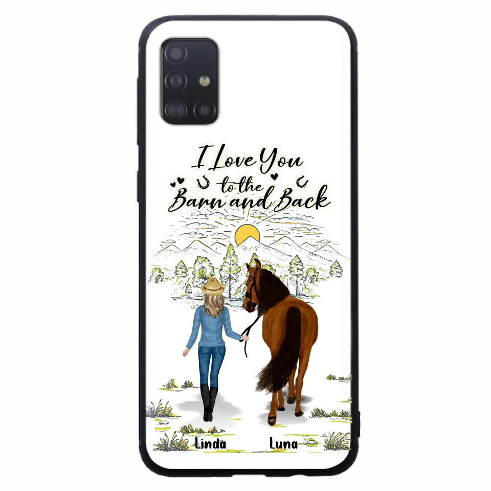 Personalized Horse Girl Phone Case - Up to 6 Horses - Gift Idea for Horse Lovers - I Love You To The Barn & Back - Case for iPhone/Samsung