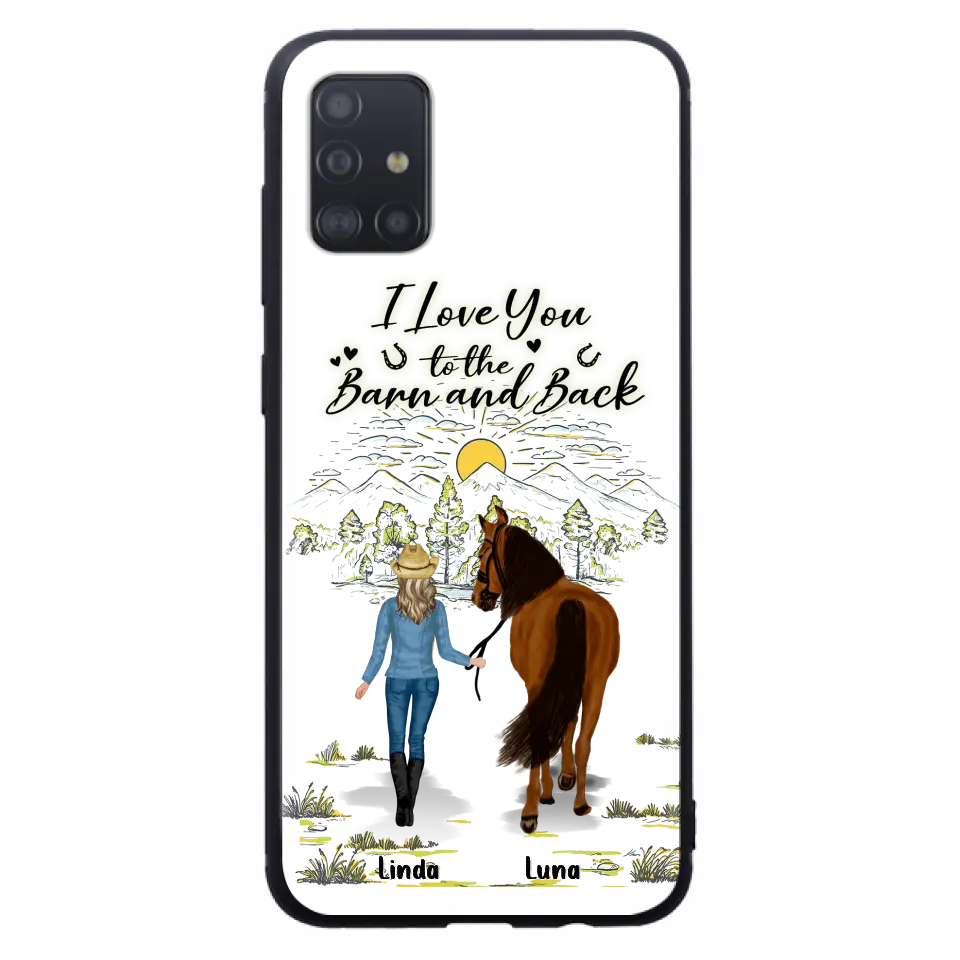 Personalized Horse Girl Phone Case - Up to 6 Horses - Gift Idea for Horse Lovers - I Love You To The Barn & Back - Case for iPhone/Samsung