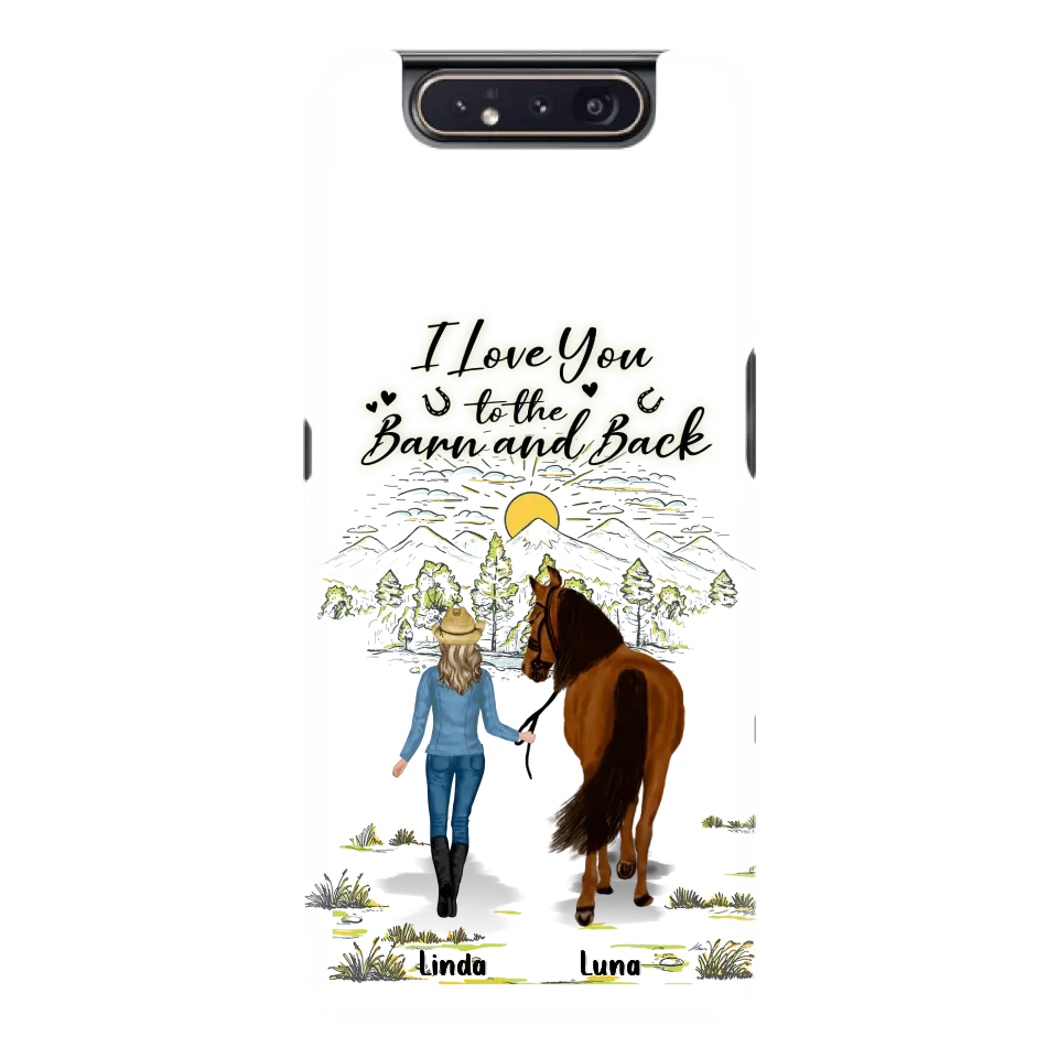 Personalized Horse Girl Phone Case - Up to 6 Horses - Gift Idea for Horse Lovers - I Love You To The Barn & Back - Case for iPhone/Samsung