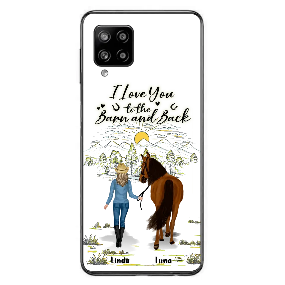 Personalized Horse Girl Phone Case - Up to 6 Horses - Gift Idea for Horse Lovers - I Love You To The Barn & Back - Case for iPhone/Samsung
