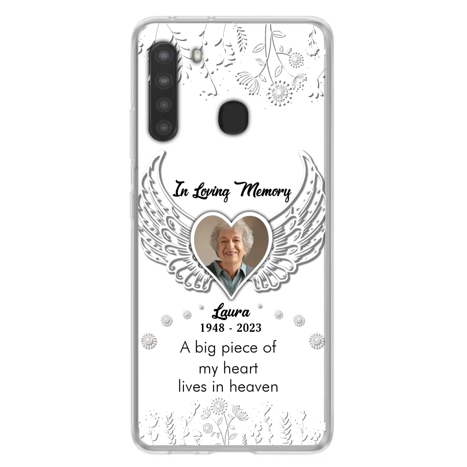 Personalized Memorial Phone Case - Upload Photo - Memorial Gift Idea For Family Member - A Big Piece Of My Heart Lives In Heaven - Case For iPhone/Samsung