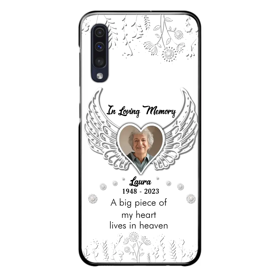 Personalized Memorial Phone Case - Upload Photo - Memorial Gift Idea For Family Member - A Big Piece Of My Heart Lives In Heaven - Case For iPhone/Samsung
