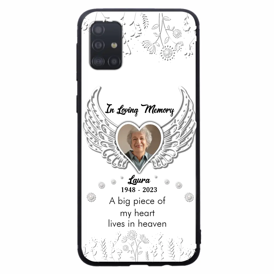 Personalized Memorial Phone Case - Upload Photo - Memorial Gift Idea For Family Member - A Big Piece Of My Heart Lives In Heaven - Case For iPhone/Samsung