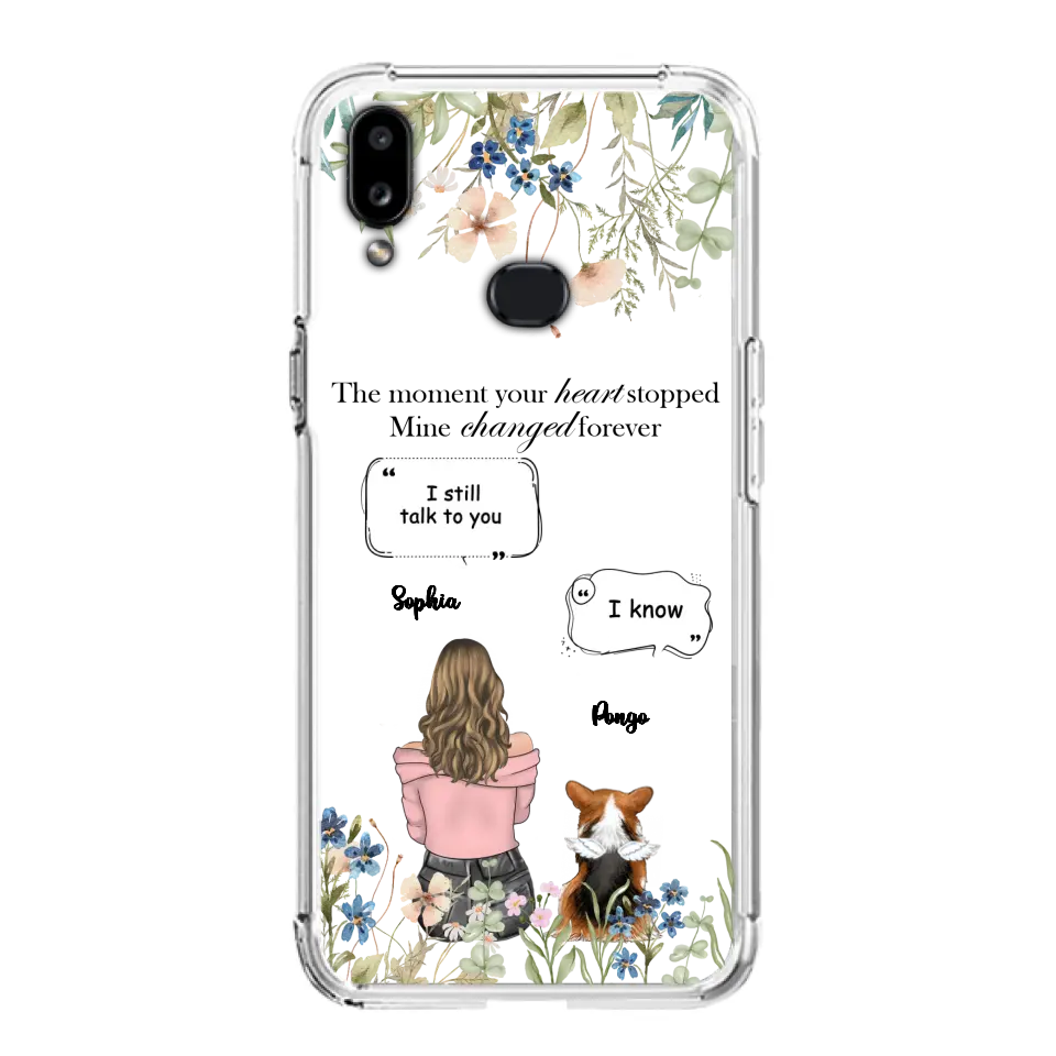Personalized Memorial Dog Mom Phone Case - Up to 4 Dogs - Gift Idea for Dog Lovers/Owners - The Moment Your Heart Stopped Mine Changed Forever - Case For iPhone/Samsung