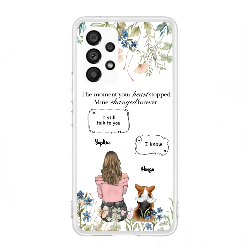 Personalized Memorial Dog Mom Phone Case - Up to 4 Dogs - Gift Idea for Dog Lovers/Owners - The Moment Your Heart Stopped Mine Changed Forever - Case For iPhone/Samsung