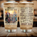 Personalized Couple Biker Tumbler - Gift Idea For Him/Gift To Husband From Wife - To My Ride Or Die