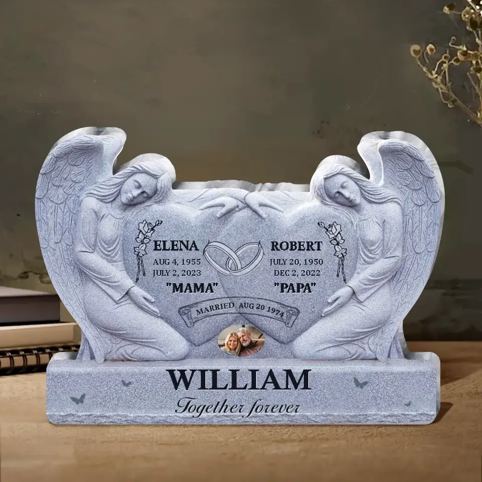 Personalized Memorial Couple Acrylic Plaque - Memorial Gift Idea For Parents Loss - Upload Photo - Together Forever