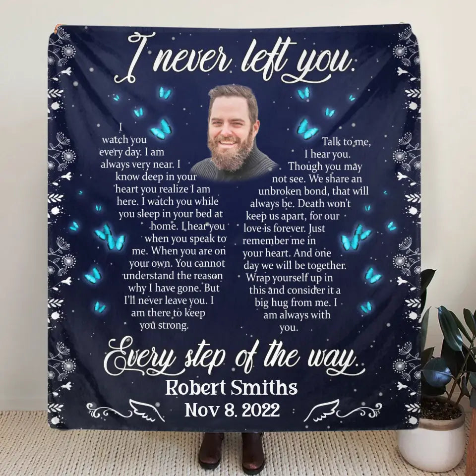 Personalized Memorial Quilt/Fleece Throw Blanket - Upload Photo - Memorial Gift Idea For Family Member - I Watch You Every Day