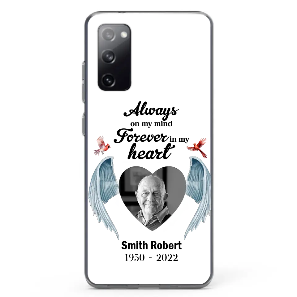 Custom Personalized Memorial Photo Phone Case - Gift Idea For Family - Upload Photo - Always On My Mind Forever In My Heart - Case For iPhone/Samsung
