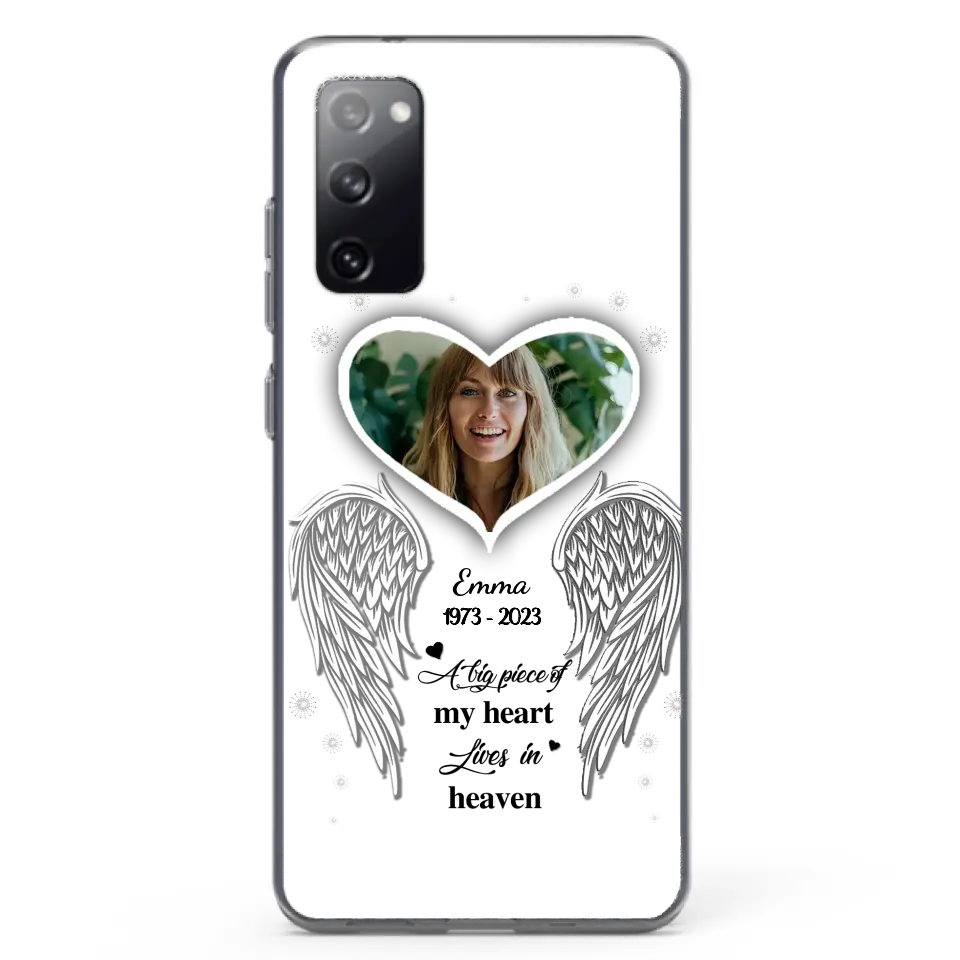 Personalized Memorial Photo Phone Case - Memorial Gift Idea For Family - A Big Piece Of My Heart Lives In Heaven - Case for iPhone/Samsung