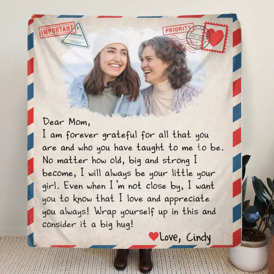 Personalized Mom & Daughter Photo Quilt/Fleece Throw Blanket - Gift Idea For Mom - Upload Photo - I Am Forever Grateful