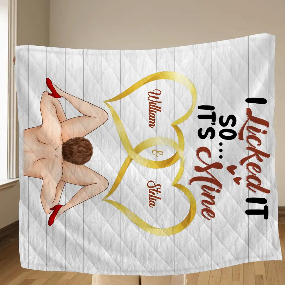 Personalized Couple Quilt/Fleece Throw Blanket - Gift Idea For Him/Her - I Licked It So It's Mine