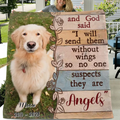 Personalized Memorial Fleece Throw Blanket/Quilt - Upload Dog/ Cat Photo - And God Said "I Will Send Them Without Wings So No One Suspects They Are Angels"