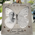 Personalized Memorial Photo Fleece Throw Blanket & Quilt - Memorial Gift for Family - As I Sit In Heaven