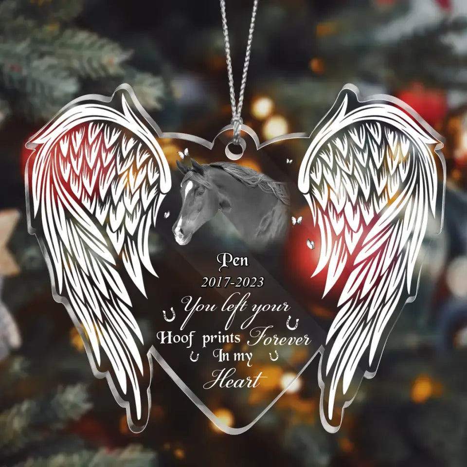 Personalized Memorial Acrylic Ornament - Memorial Gift Idea For Horse Owner - Upload Horse Photo - You Left Your Hoof Prints Forever In My Heart