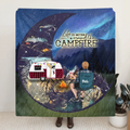 Personalized Camping Moon Quilt/Fleece Blanket - Man/Woman/Couple/Parents With Up to 2 Kids And 4 Pets - Gift For Camping Lover