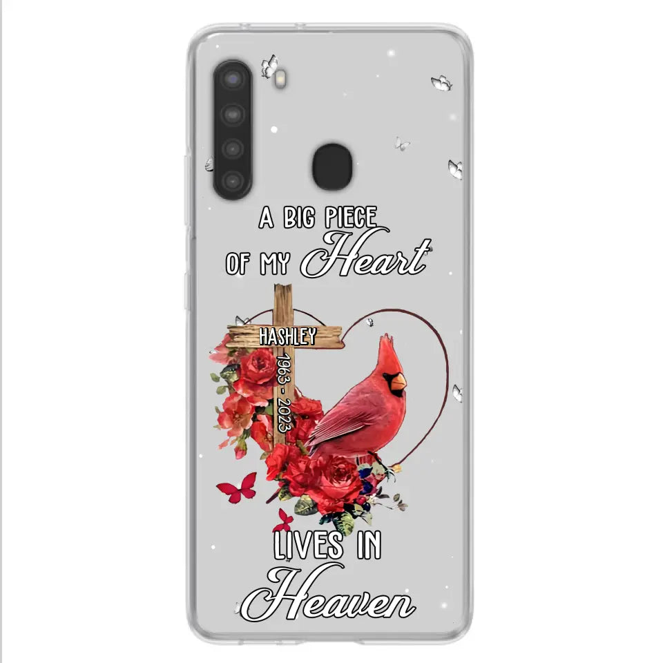 Personalized Memorial Cardinal Phone Case - Memorial Gift Idea For Family - A Big Piece Of My Heart Lives In Heaven - Case For iPhone/Samsung