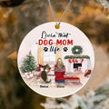 Personalized  Dog Mom/Dad Circle Acrylic Ornament - Gift Idea For Dog Lovers - Man/Woman/Couple With Up to 4 Dogs - Livin' That Dog Mom Life