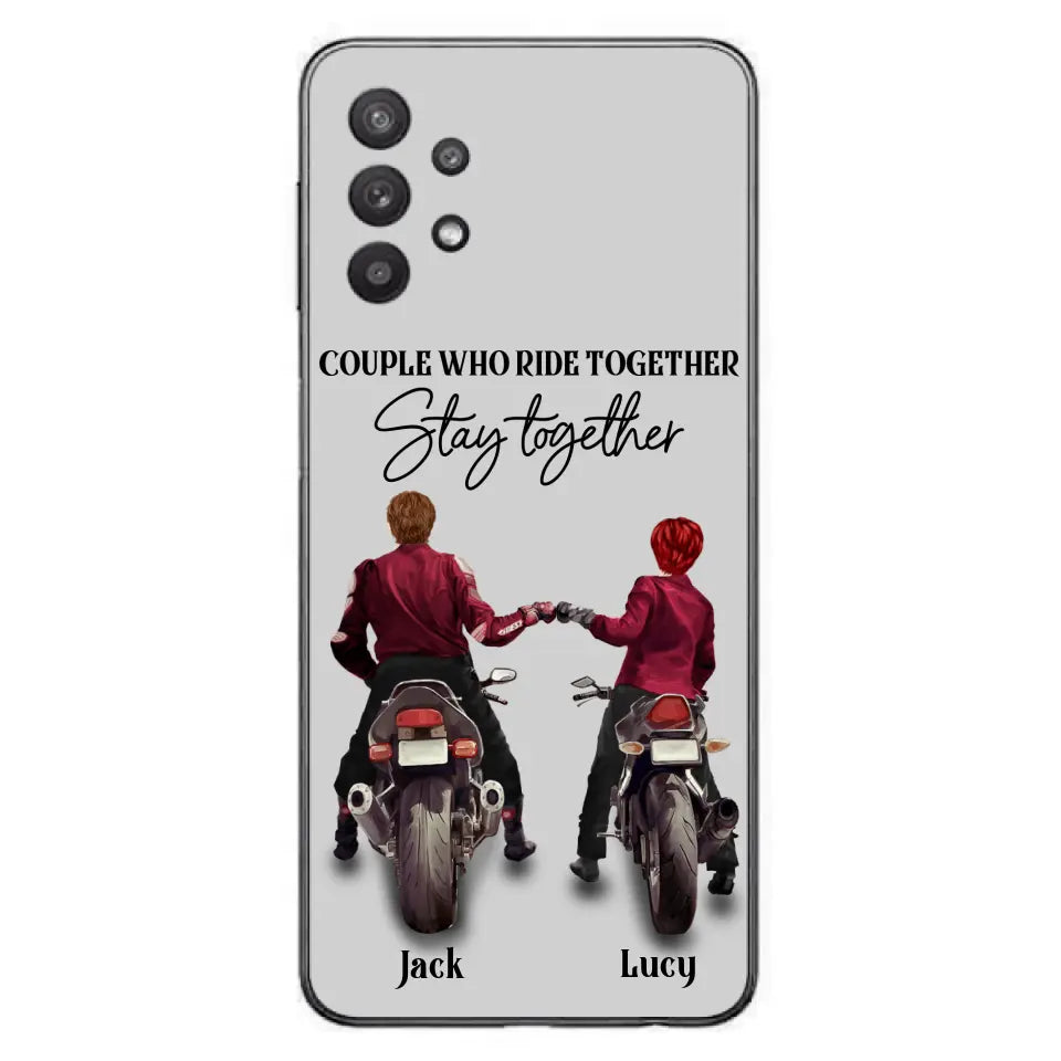 Personalized Riding Couple Phone Case - Gift Idea For Couple/Valentines Day/Her/Him - Couple Who Ride Together Stay Together - Case For Iphone/Samsung