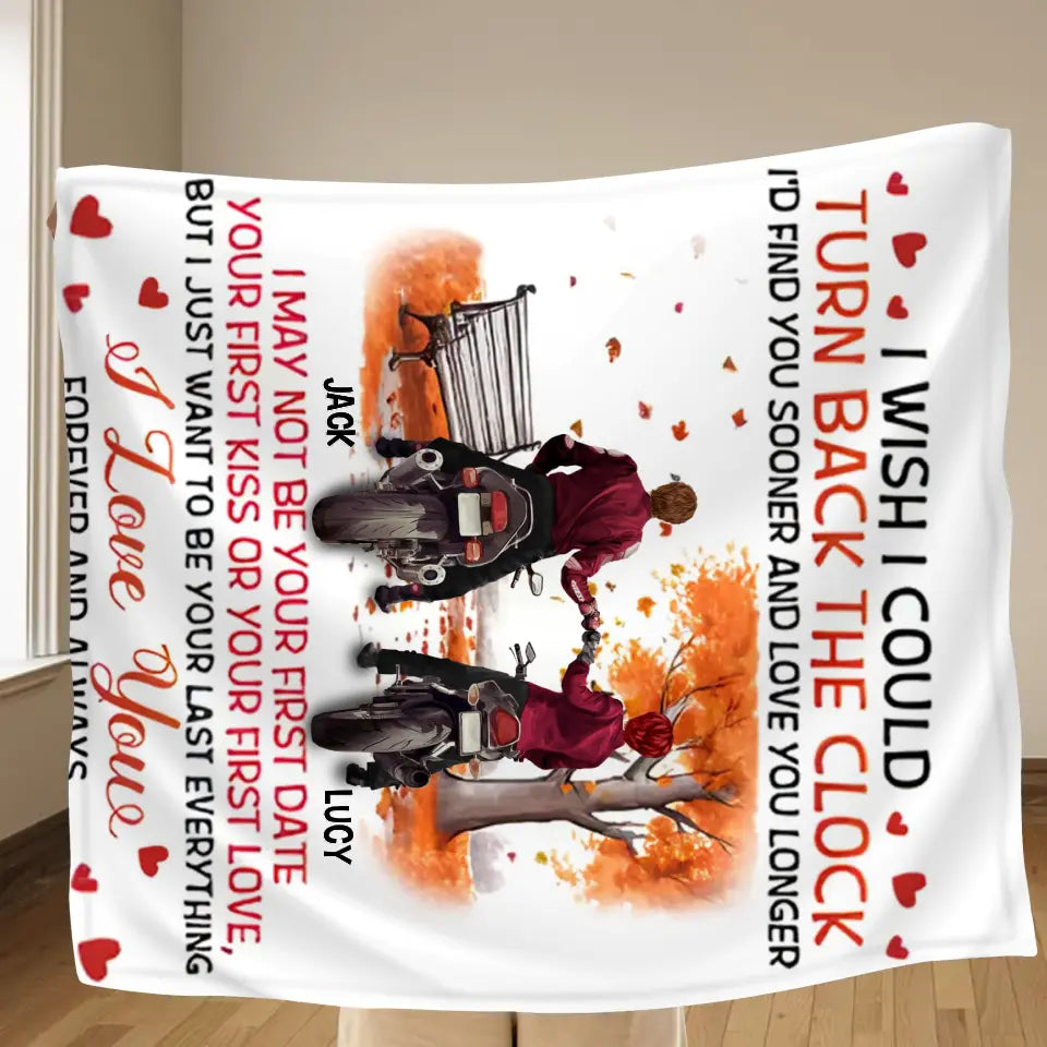 Personalized Couple Fleece Throw Blanket & Quilt - Gift Idea For Couple/ Him/ Her/ Valentine's Day - I Wish I Could Turn Back The Clock