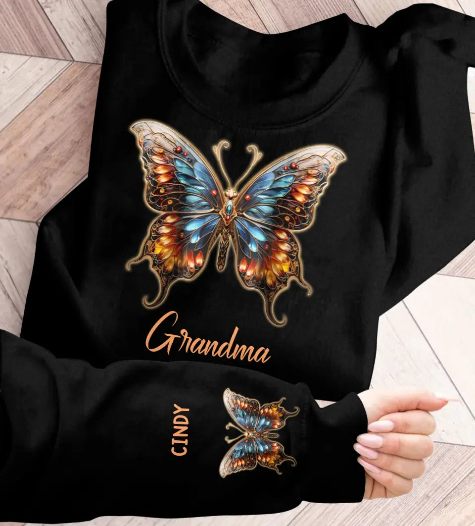 Personalized Grandma Mom Butterfly Sweater - Gift Idea For Grandma/Mother - Up to 10 Kids