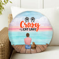 Personalized Cat Mom Round Pillow - Up to 5 Cats - Gift Idea For Cat Lover - Crazy Cat Lady