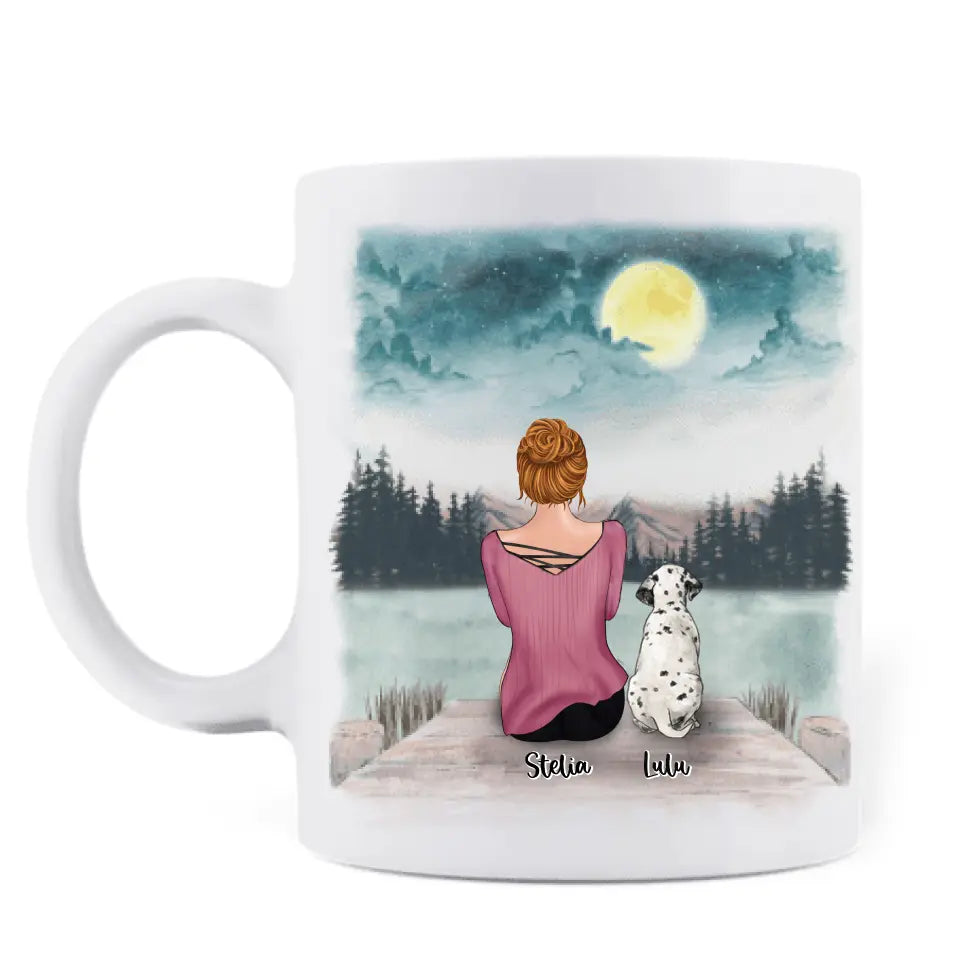 Personalized Pets Mom Mug - Mom With Up to 4 Pets - Best Gift For Cat Lovers, Dog Lovers - Love Is A Four-Legged Word