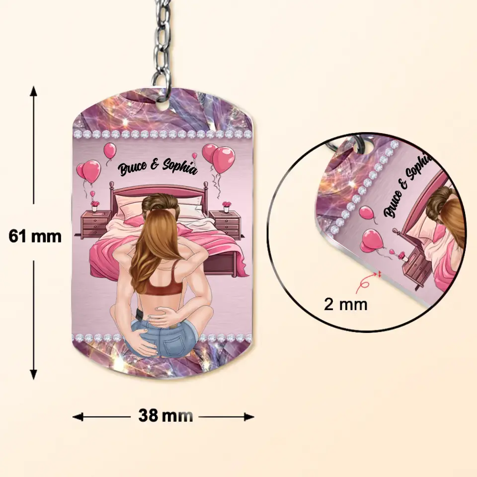 Personalized Sexy Couple Aluminum Keychain - Gift Idea For Couple/Her/Him - I Adore You