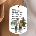 Personalized Hiking Aluminum Keychain - Adult/Couple With Up to 3 Dogs - Gift Idea For Couple/Hiking/Dog Lovers - And Into The Forest I Go To Lose My Mind And Find My Soul