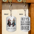 Personalized Riding Couple Aluminum Keychain - Gift Idea For Couple/Her/Him - Keys To My Awesome Bike