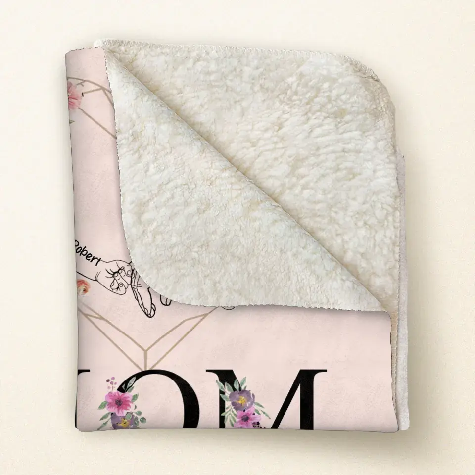 Personalized Mom Quilt Blanket/Fleece Throw Blanket - Gift Idea From Kid To Mom with up to 6 Kids - Mother's Day Gift