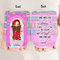 Personalized Reading Girl Wine Tumbler - Gift Idea For Books Lovers - And Into The Library I Go To Lose My Mind And Find My Soul
