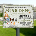 Personalized Pet Mom Metal Sign - Up to 10 Pets - Mother's Day Gift Idea For Dog/Cat/Chicken Lover - Beware A Crazy Plant Lady & Her Spoiled Rotten Dog Live Here